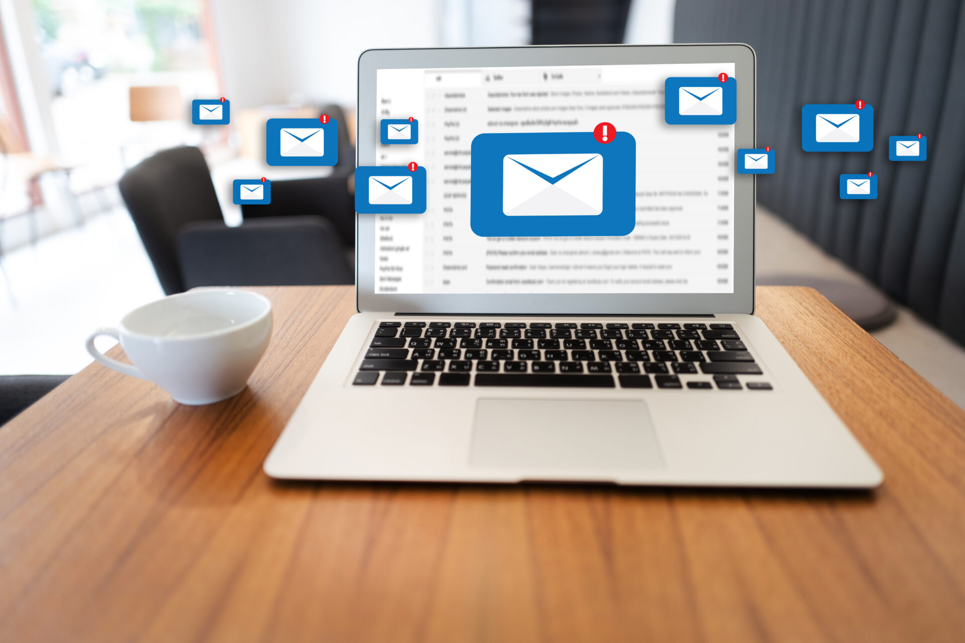Modernen Laptop zeigt Posteingang